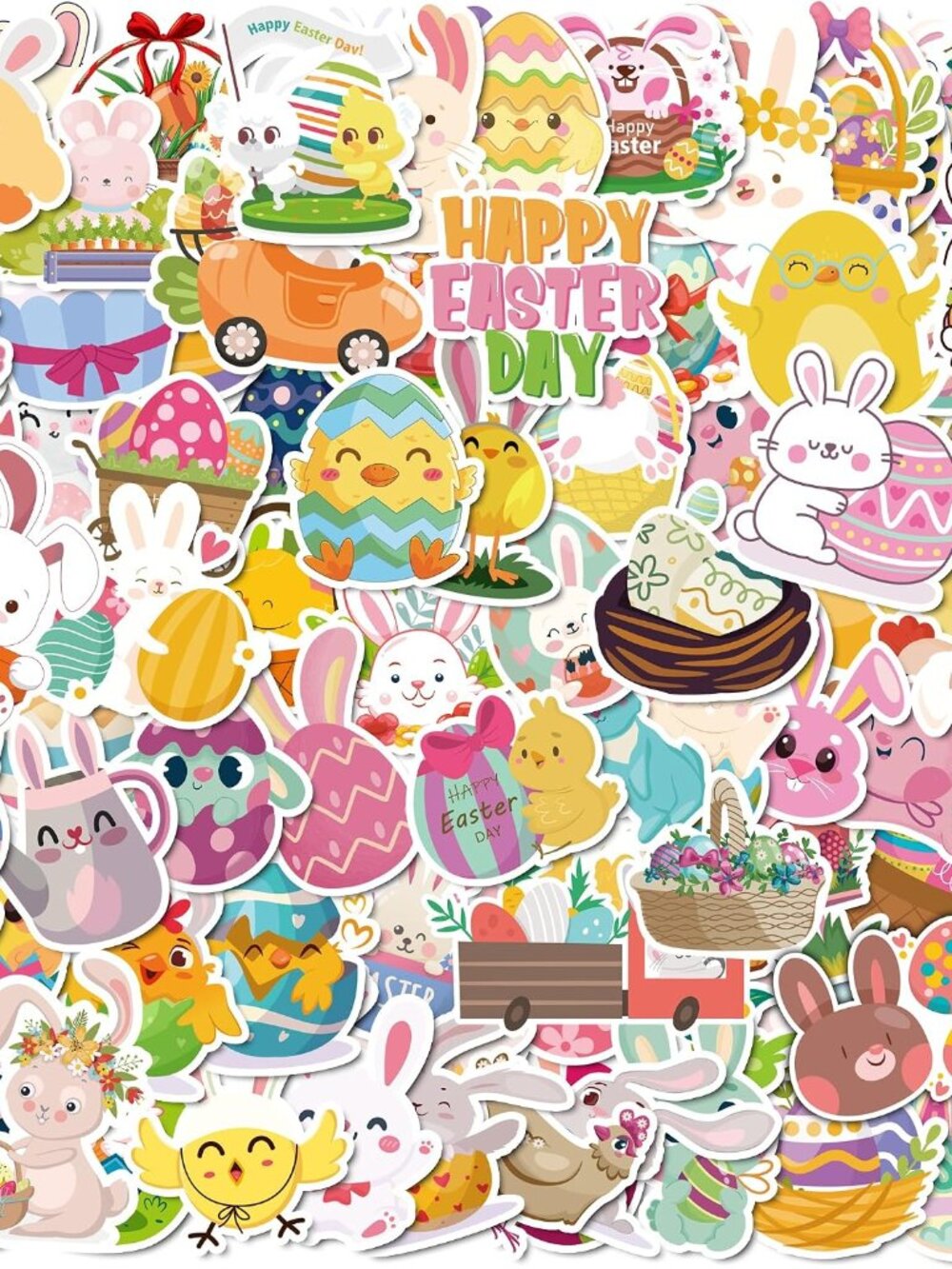 100PCS Easter Stickers, Cute Bunny, Eggs & Spring Crafts, Perfect Easter Basket